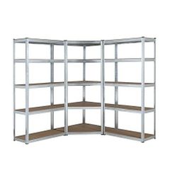 Corner Racking Unit & Pack of 2 Garage Shelving Unit Extra Wide - 5 Tier Heavy Duty Rack for Storage Steel Utility Shelves | Metal & MDF Boltless Racking Assembly System