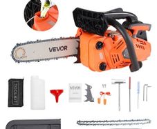 25 cc Gas Chainsaw, 12 inch Gas Powered Chainsaw, 1.02 HP Power Chain Saw with Non-Slip Handle, Gas-Powered Chainsaws with Dual Fuel Tanks