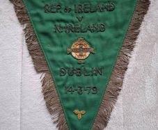 A Vintage Original Rare ! Football  Soccer Embroidered Pennant Flag From 14.3.79  U.e.f.g. Rep Of Ireland Vs N. Ireland In Dublin  For Soccer Fans Collection