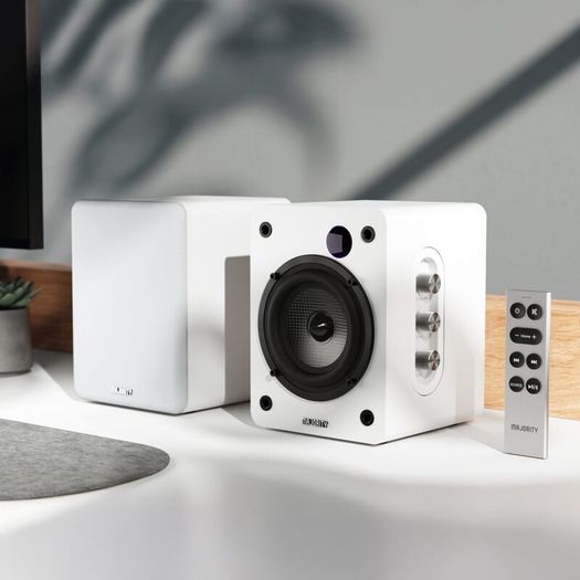 White Bluetooth Bookshelf Speakers 60W