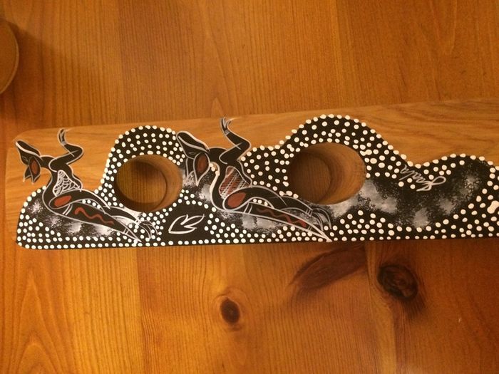 Australian hand painted wooden wine holder