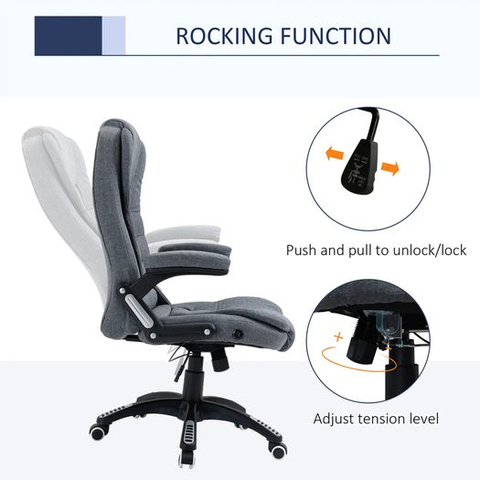 Office Chair Computer Ergonomic Reclining Backrest Swivel Seat Height Adjustable Padded Armrest Gray