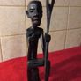 Hand Carved Dark Wood African Figure Image 3