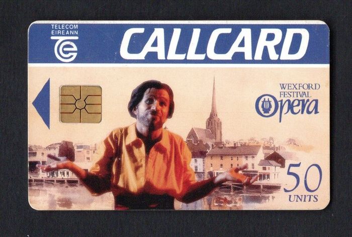 1994 Ireland 50 unit Wexford Opera Festival (Gemplus GEM1) Call Card Used. Telecom Eireann card number 1076