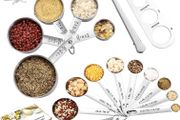 Measuring Spoons and Measuring Cups Set of 19 Pieces, TBSP Measuring Spoons Set with Leveler Scoop/Clip Spaghetti Measurer for Baking, Liquid and Solid