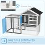 2 Tiers Rabbit Hutch and Run Wooden Guinea Pig Hutch Outdoor with Sliding Tray, Ramp, 122 x 62.6 x 92cm, Grey Image 5