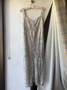 Zara silver sequin midi dress size S