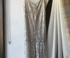 Zara silver sequin midi dress size S