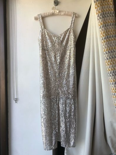 Zara silver sequin midi dress size S
