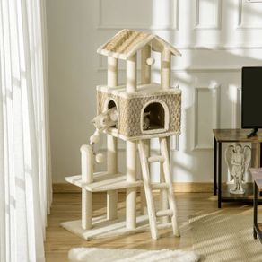 with Cat Cave incl. Toys Sisal Plush Khaki + Beige + Coffee
