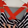TED BAKER navy white striped red criss cross straps Sz 3 (Fit 10-12UK) Image 3