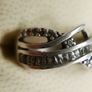 Vintage 925 Sterling Silver Crossover Ring with Stone Setting size M - 5,1g Image 3