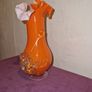 1960's Orange ruffled blown glass vase Image 4