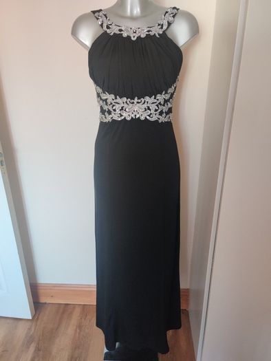 Quiz black embroidered maxi dress Perfect condition size UK10 EU38 Postage included