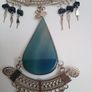 A Bold Tribal Style Statement Necklace  Blue Agate Pendant Image 3