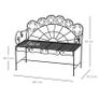 Metal Garden Bench Loveseat with Slatted Seat, Black Image 3