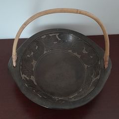 Vintage Dish with Bamboo Handle