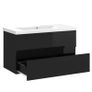 Sink Cabinet with Built-in Basin High Gloss Black Chipboard Image 5