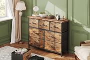 Chest of Drawers for Bedroom with 7 Drawers, Fabric Storage Drawer, Tall Brown Hallway Storage Unit