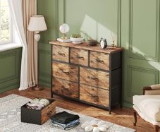 Chest of Drawers for Bedroom with 7 Drawers, Fabric Storage Drawer, Tall Brown Hallway Storage Unit
