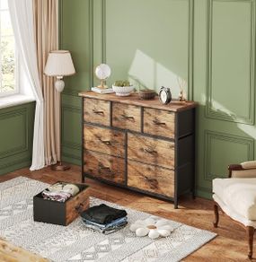 Chest of Drawers for Bedroom with 7 Drawers, Fabric Storage Drawer, Tall Brown Hallway Storage Unit