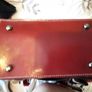 Red leather grab bag with crossbody strap Image 3