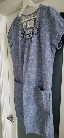 ANTEA blue cotton dress Sz 42 (Fit 12-14UK) - Rrp 89 Dollars