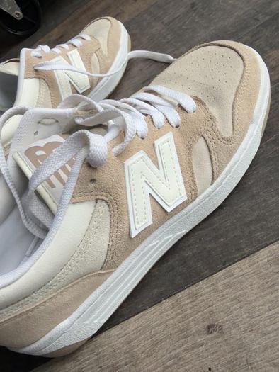 New Balance 480 Trainers UK 8 Beige Cream Suede Leather Retro Casual Sneakers
