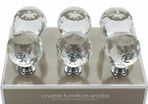 Clear Round Crystal Glass and Chrome Door Knobs Set, Vintage, Shabby Chic, Interior Furniture, Kitchen Bathroom Bedroom Accessories, Cabinet Cupboard Drawers Pulls Handles, 40mm 6-Pack (MULTIPLE STYLES)