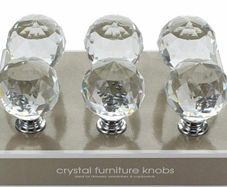 Clear Round Crystal Glass and Chrome Door Knobs Set, Vintage, Shabby Chic, Interior Furniture, Kitchen Bathroom Bedroom Accessories, Cabinet Cupboard Drawers Pulls Handles, 40mm 6-Pack (MULTIPLE STYLES)