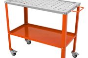 Welding Table 36" x 18", 1200lbs Load Capacity Steel Welding Workbench Table on Wheels, 2 Layers Portable Work Bench with Braking Casters, 4 Tool Slots, 5/8-inch Fixture Holes