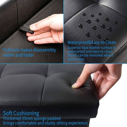 NEW SALE | Folding Ottoman Storage Box with Lid, Faux Leather Footstool Toy Storage Box Storage Seat 38 x 38 x 38 cm