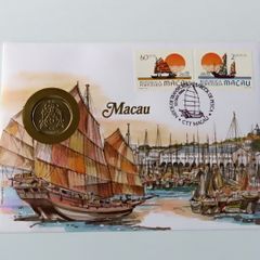 Macau 1980's coin stamp cover