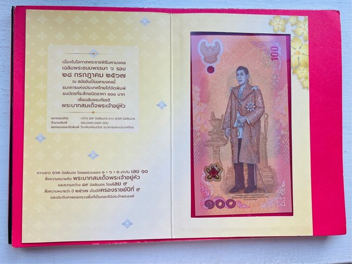 Thailand. 100 Baht. 2024  Pick 143f. Commemorative  With  Folder ( Uncirculated )