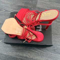EGO red strappy lace-up heels