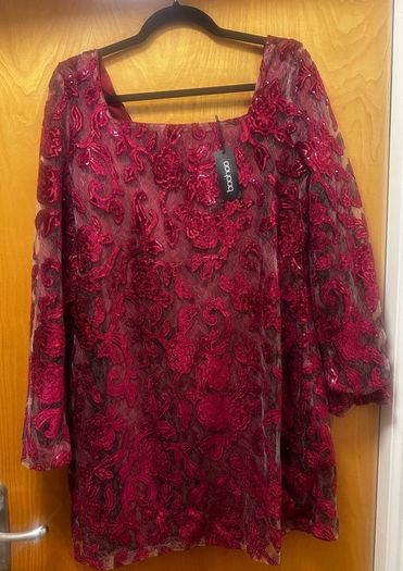 Brand new with tags Boohoo sparkly red mini dress