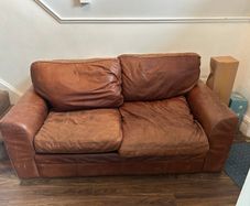 Free 2 Seater Brown Leather Couch Take Away
