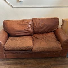 Free 2 Seater Brown Leather Couch Take Away