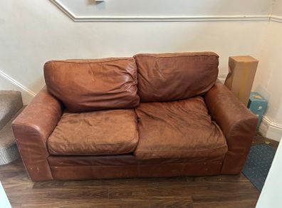 Free 2 Seater Brown Leather Couch Take Away