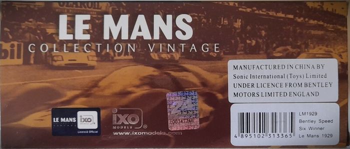 Diecast Model Le Mans Winning Bentley Le Mans 1929 1st - IXO 1:43