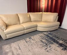 Real Leather Cream Corner Sofa  Fully Refurbished