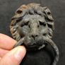 Rare  Antique Metal Architectural Lion Head Door Knocker Image 3