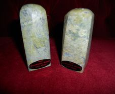 Antique 1950s Hand Carved "Connemara Marble" Salt & Pepper Dispencer's.