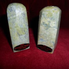 Antique 1950s Hand Carved "Connemara Marble" Salt & Pepper Dispencer's.