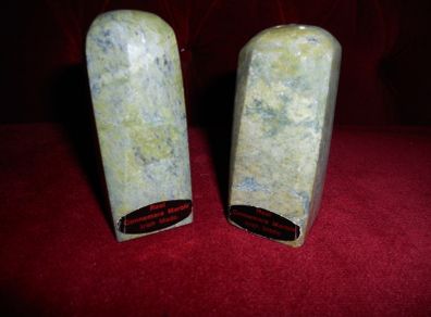 Antique 1950s Hand Carved "Connemara Marble" Salt & Pepper Dispencer's.