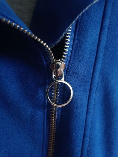 Cobalt Blue Faux Suede Biker Jacket