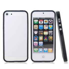 Hard Plastic Rubber Bumper Case with Metal Buttons for Apple Iphone 5 (Black) Free Screen Protector Front Back