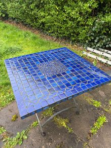 Blue Tiled Outdoor Table