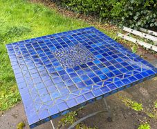 Blue Tiled Outdoor Table