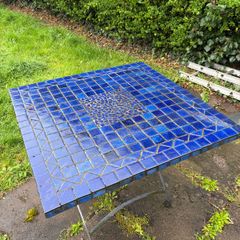 Blue Tiled Outdoor Table